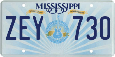 MS license plate ZEY730