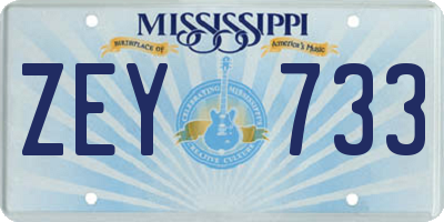 MS license plate ZEY733