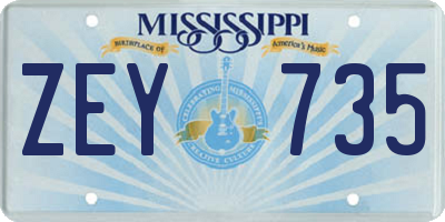 MS license plate ZEY735