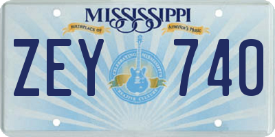 MS license plate ZEY740