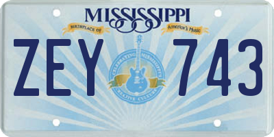 MS license plate ZEY743