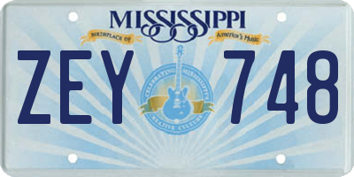MS license plate ZEY748