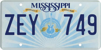 MS license plate ZEY749