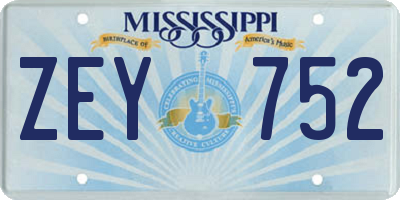MS license plate ZEY752