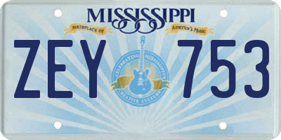 MS license plate ZEY753