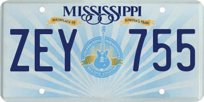 MS license plate ZEY755