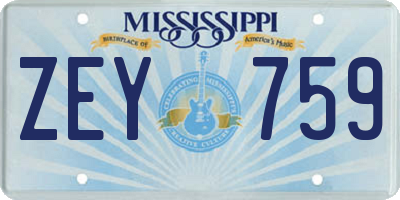 MS license plate ZEY759