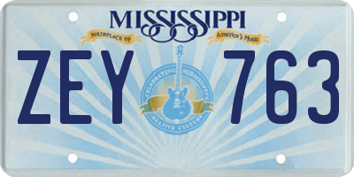 MS license plate ZEY763