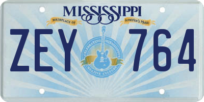 MS license plate ZEY764