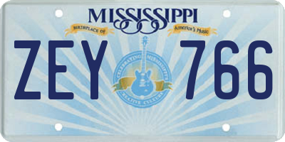 MS license plate ZEY766
