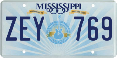 MS license plate ZEY769