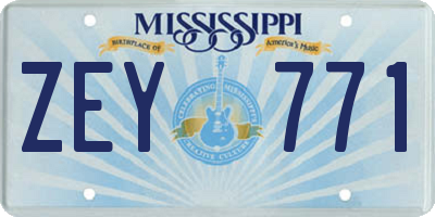 MS license plate ZEY771