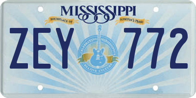 MS license plate ZEY772