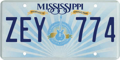 MS license plate ZEY774