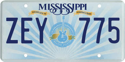 MS license plate ZEY775
