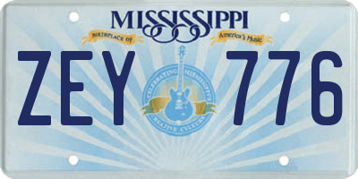 MS license plate ZEY776