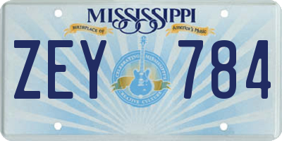 MS license plate ZEY784