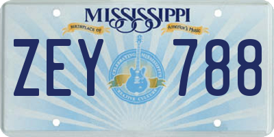 MS license plate ZEY788