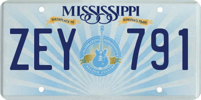 MS license plate ZEY791