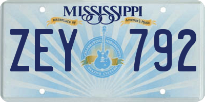 MS license plate ZEY792