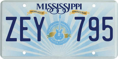 MS license plate ZEY795