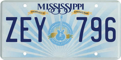 MS license plate ZEY796