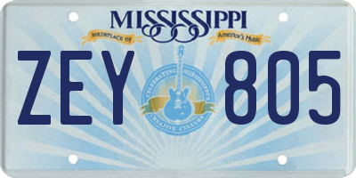 MS license plate ZEY805