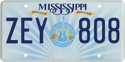 MS license plate ZEY808