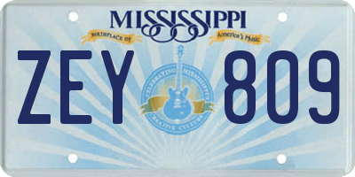 MS license plate ZEY809
