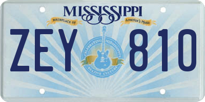 MS license plate ZEY810
