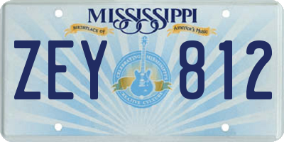 MS license plate ZEY812