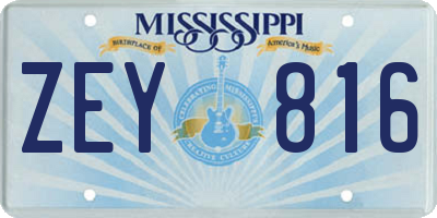 MS license plate ZEY816