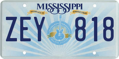 MS license plate ZEY818