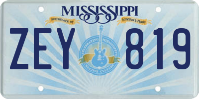 MS license plate ZEY819