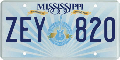 MS license plate ZEY820