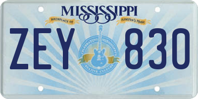 MS license plate ZEY830