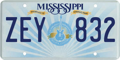 MS license plate ZEY832
