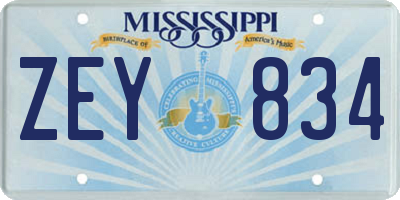 MS license plate ZEY834