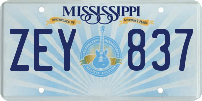 MS license plate ZEY837
