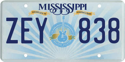 MS license plate ZEY838