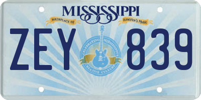 MS license plate ZEY839