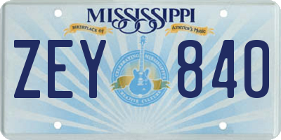 MS license plate ZEY840