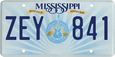 MS license plate ZEY841