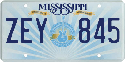 MS license plate ZEY845