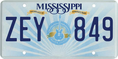 MS license plate ZEY849