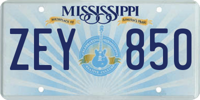 MS license plate ZEY850