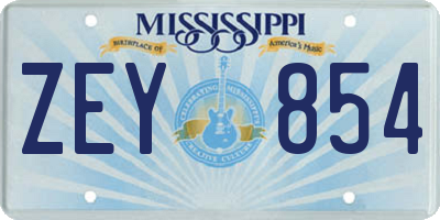 MS license plate ZEY854
