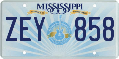 MS license plate ZEY858