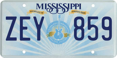 MS license plate ZEY859