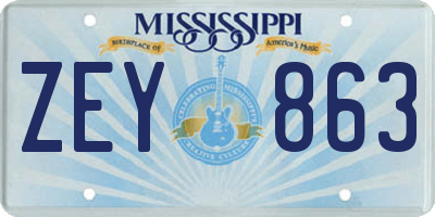 MS license plate ZEY863